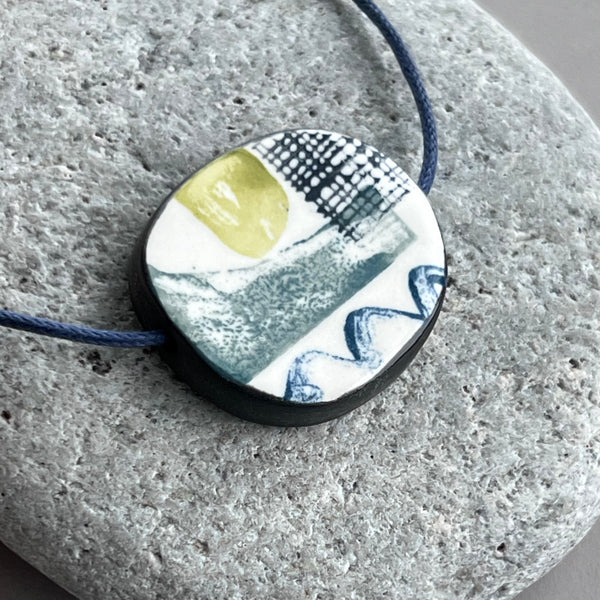 Reversible Abstract Landscape Bead Necklace
