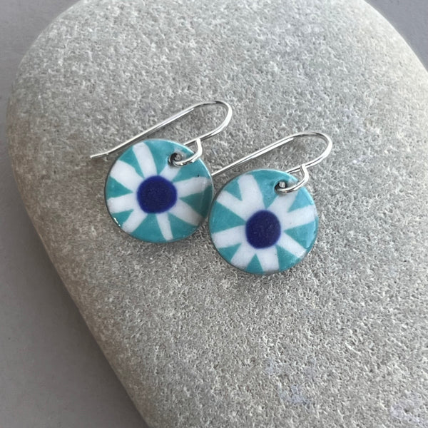 Aqua Flower Earrings