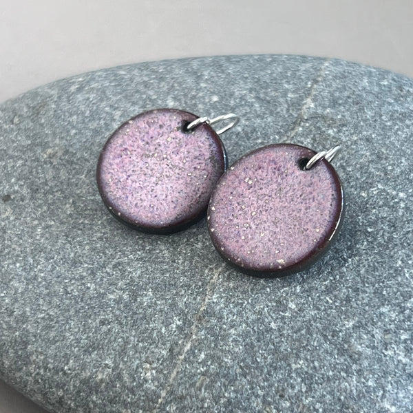 Large Pink Platinum Sparkle Earrings