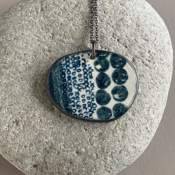 Large Monoprinted Pebble Necklace #2