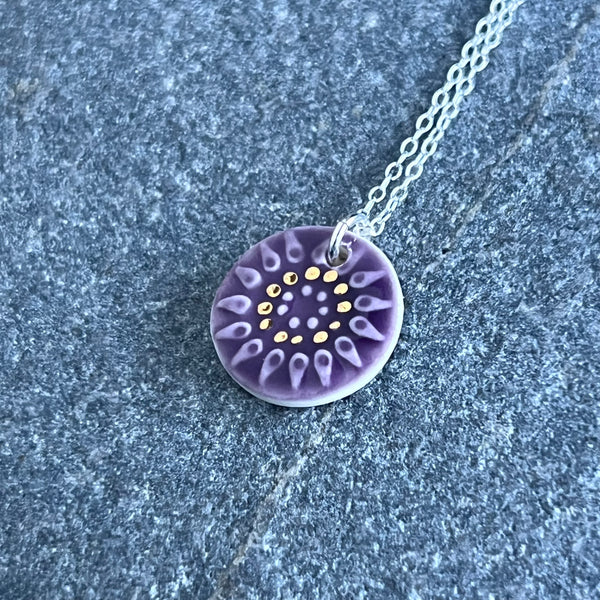 Berry & Gold Flower Pendant