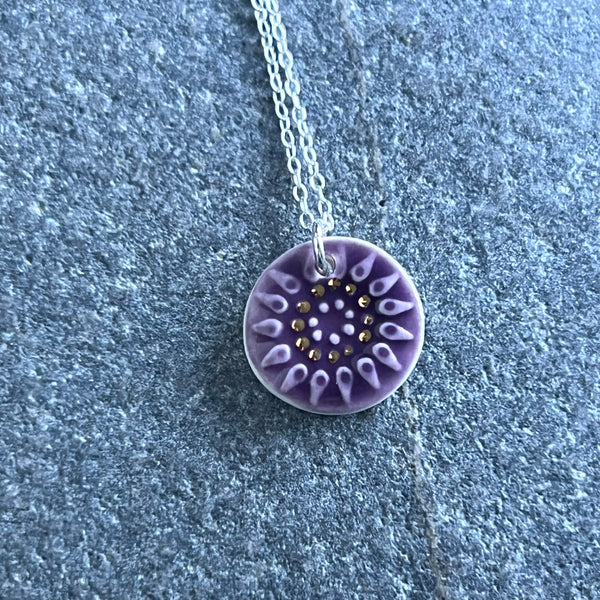 Berry & Gold Flower Pendant
