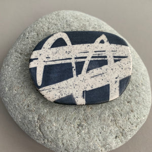 Large Monochrome Pebble Brooch