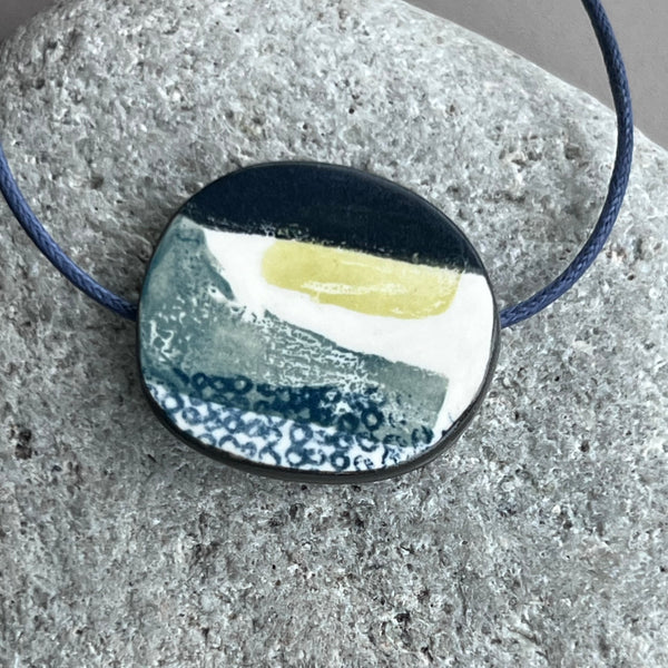 Reversible Abstract Landscape Bead Necklace