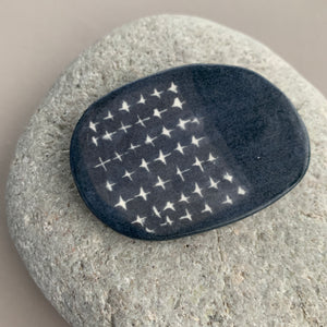 Large Monochrome Pebble Brooch - Crosses