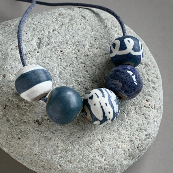 Indigo Pebble Beads Necklace