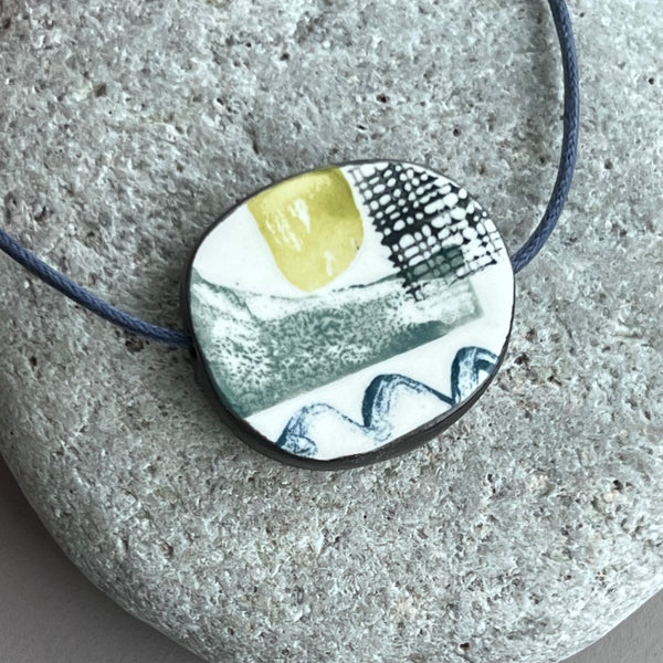 Reversible Abstract Landscape Bead Necklace
