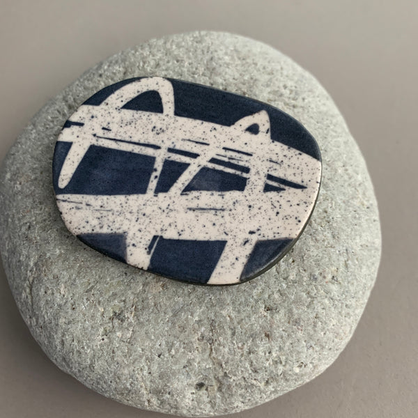 Large Monochrome Pebble Brooch