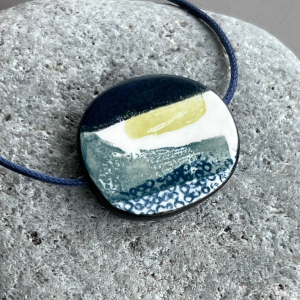 Reversible Abstract Landscape Bead Necklace