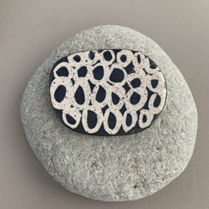 Large Monochrome Pebble Brooch - Circles
