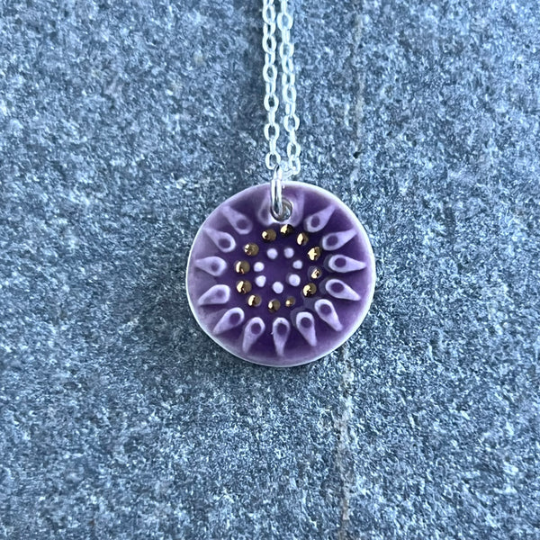 Berry & Gold Flower Pendant