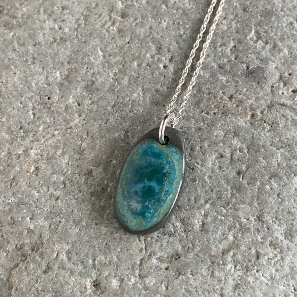 Long Aqua Pebble Necklace