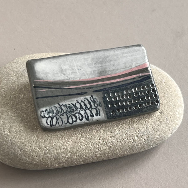 Large Landscape Brooch with Platinum