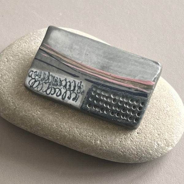 Large Landscape Brooch with Platinum
