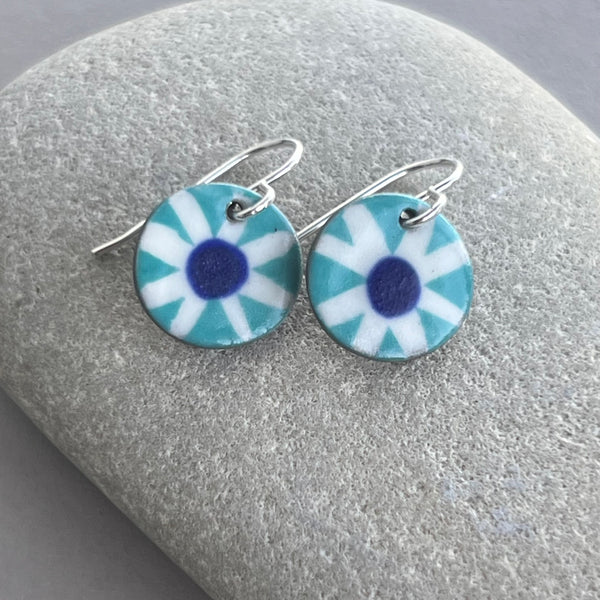 Aqua Flower Earrings