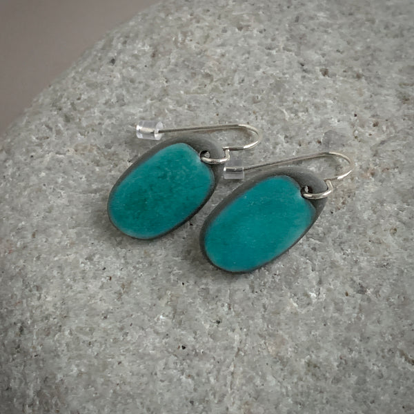 Teal Pebble Earrings