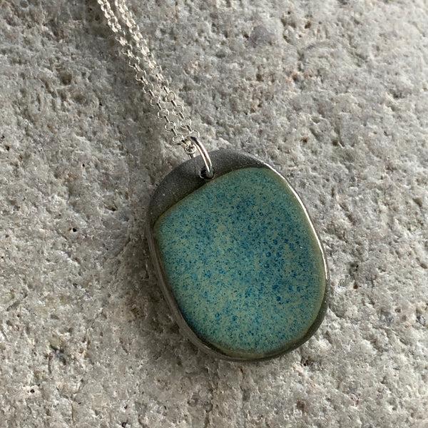 Large Sea Green Pebble Necklace - Seconds Sale