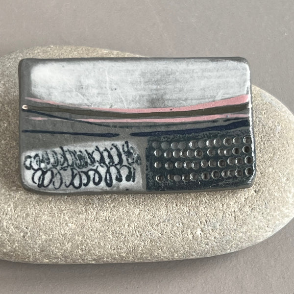 Large Landscape Brooch with Platinum