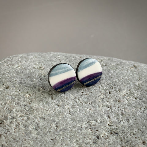 Round Landscape Studs with Purple