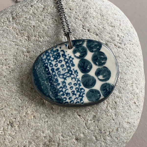 Large Monoprinted Pebble Necklace #2