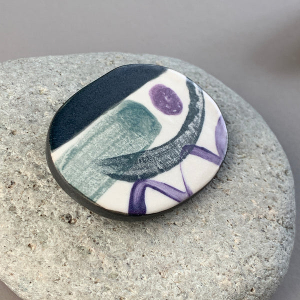 Large Landscape Pebble Brooch