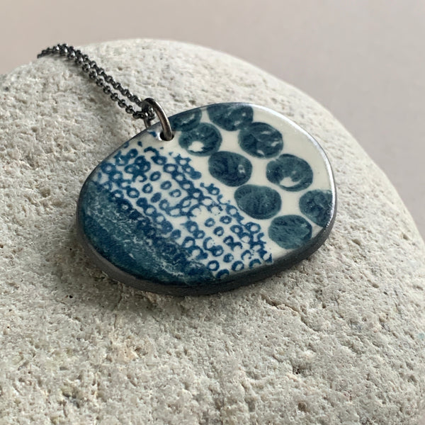 Large Monoprinted Pebble Necklace #2