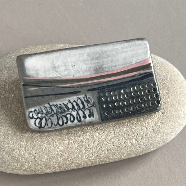 Large Landscape Brooch with Platinum