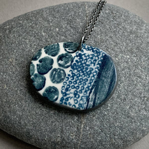 Large Monoprinted Pebble Necklace