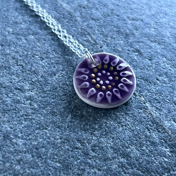 Berry & Gold Flower Pendant
