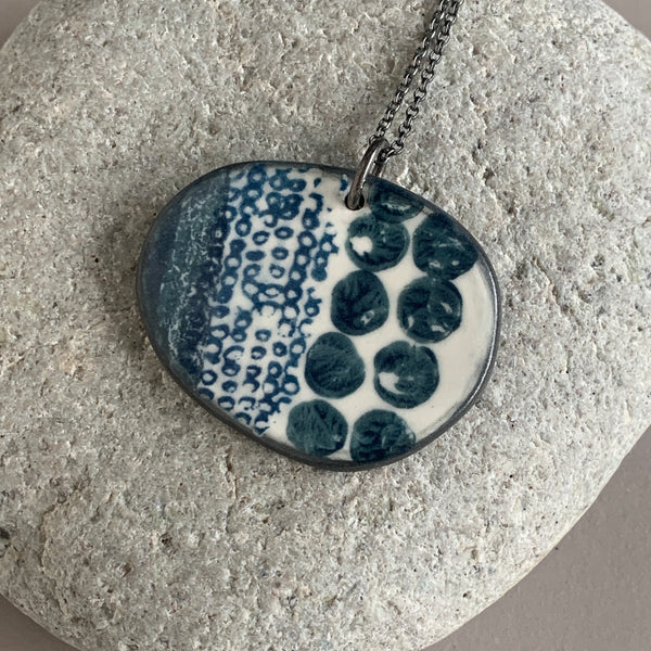 Large Monoprinted Pebble Necklace #2