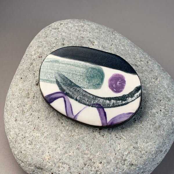 Large Landscape Pebble Brooch