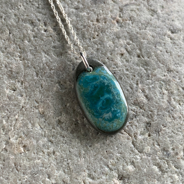 Long Aqua Pebble Necklace