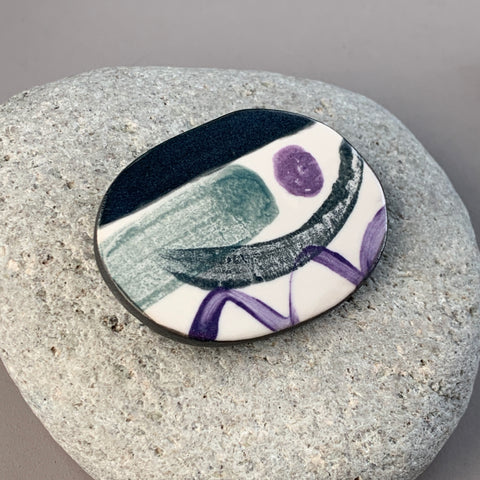 Large Landscape Pebble Brooch