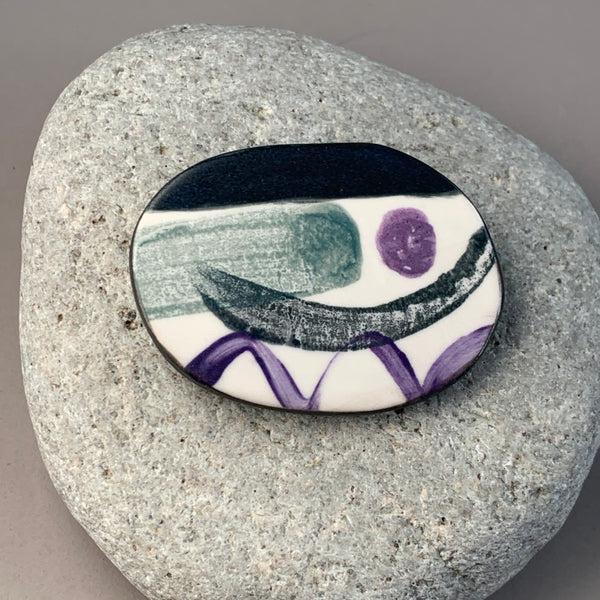 Large Landscape Pebble Brooch