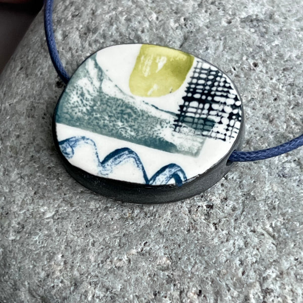 Reversible Abstract Landscape Bead Necklace