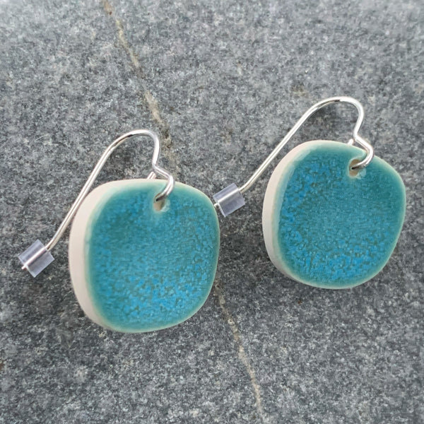 Large Aqua Pebble Earrings