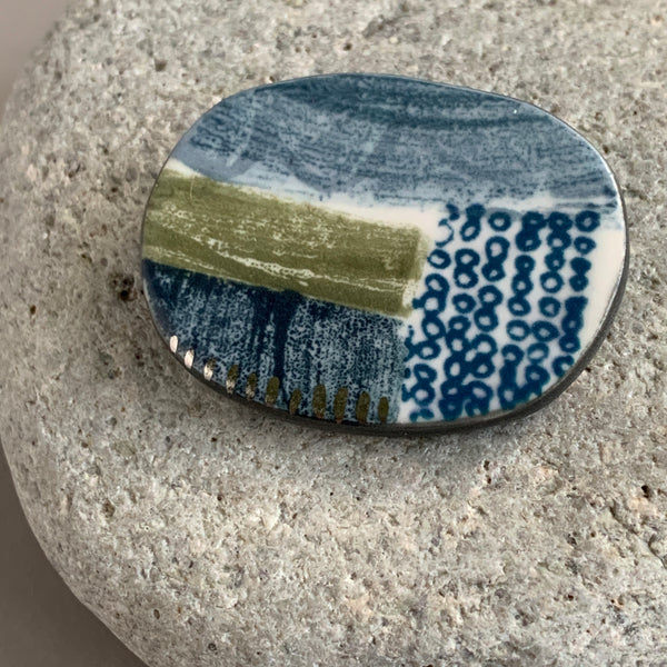 Large Landscape Pebble Brooch