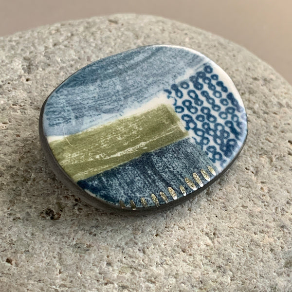 Large Landscape Pebble Brooch