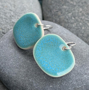 Large Aqua Pebble Earrings